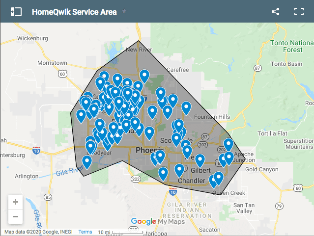 Map of HomeQwik Service area